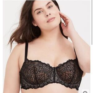 Torrid Balconette Unlined Bra Black Lace Size 48B
